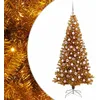 Image de vidaXL Sapin de Noël avec 300 LED avec support Doré 180 cm PET, Arbre moderne minimaliste, déco LED, ambiance festive indoor, décor en forme de cône, lumière chaleureuse