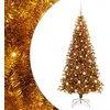 Image de vidaXL Sapin de Noël avec 300 LED avec Support Doré 180 cm Pet, Salon, Arbre de Noël Moderne, Décor saisonnier, Ornement Festif, Lumières LED Chaudes, Affichage intérieur