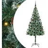 Image de vidaXL Sapin de Noël artificiel avec 300 LED Vert 180 cm PVC et Acier, Décoration moderne en PVC en forme de cône, design texturé et lumières blanches chaudes, idéale pour les fêtes en intérieur et en