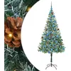Image de vidaXL Sapin de Noël Artificiel avec 300 LED Vert 180 cm PVC et Acier, Décoration de Noël en Forme de cône, PVC résistant, lumières Blanches, Ornement Moderne, Ambiance Festive pour Le Salon