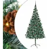 Image de vidaXL Sapin de Noël Artificiel avec 300 LED Vert 210 cm PVC et Acier, Décoration de Noël en Forme de cône, PVC résistant, lumières Blanches, Ornement Moderne, Ambiance Festive pour Le Salon