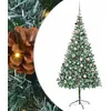 Image de vidaXL Sapin de Noël Artificiel avec 300 LED Vert 210 cm PVC et Acier, Décoration de Noël en Forme de cône, PVC résistant, lumières Blanches, Ornement Moderne, Ambiance Festive pour Le Salon