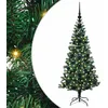 Image de vidaXL Sapin de Noël Artificiel pré-éclairé Vert 120 cm PVC et métal, Salon, Arbre de Noël Moderne en cône, Pré-éclairé LED, Décor extérieur Solide pour fêtes à la Maison
