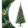 Image de vidaXL Sapin de Noël Artificiel pré-éclairé Vert 150 cm PVC et métal, Salon, Arbre de Noël Moderne en cône, Pré-éclairé LED, Décor extérieur Solide pour fêtes à la Maison