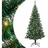 Image de vidaXL Sapin de Noël Artificiel pré-éclairé Vert 210 cm PVC et métal, Salon, Arbre de Noël Moderne en cône, Pré-éclairé LED, Décor extérieur Solide pour fêtes à la Maison
