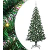 Image de vidaXL Sapin de Noël Artificiel pré-éclairé Vert 210 cm PVC et métal, Salon, Arbre de Noël Moderne en cône, Pré-éclairé LED, Décor extérieur Solide pour fêtes à la Maison