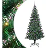 Image de vidaXL Sapin de Noël Artificiel pré-éclairé Vert 210 cm PVC et métal, Salon, Arbre de Noël Moderne en cône, Pré-éclairé LED, Décor extérieur Solide pour fêtes à la Maison