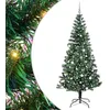 Image de vidaXL Sapin de Noël Artificiel pré-éclairé Vert 240 cm PVC et métal, Salon, Arbre de Noël Moderne en cône, Pré-éclairé LED, Décor extérieur Solide pour fêtes à la Maison