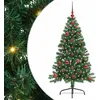 Image de vidaXL Sapin de Noël Artificiel pré-éclairé Vert 120 cm PVC, Arbre de Noël Moderne en Forme de cône, éclairage de Vacances USB, Display LED, déco Festive pour Le Salon et Le Jardin