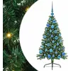 Image de vidaXL Sapin de Noël Artificiel pré-éclairé Vert 120 cm PVC, Arbre de Noël Moderne en Forme de cône, éclairage de Vacances USB, Display LED, déco Festive pour Le Salon et Le Jardin