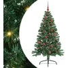 Image de vidaXL Sapin de Noël Artificiel pré-éclairé Vert 150 cm PVC, Arbre de Noël Moderne en Forme de cône, éclairage de Vacances USB, Display LED, déco Festive pour Le Salon et Le Jardin