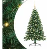 Image de vidaXL Sapin de Noël Artificiel pré-éclairé Vert 150 cm PVC, Arbre de Noël Moderne en Forme de cône, éclairage de Vacances USB, Display LED, déco Festive pour Le Salon et Le Jardin