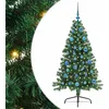 Image de vidaXL Sapin de Noël Artificiel pré-éclairé Vert 150 cm PVC, Arbre de Noël Moderne en Forme de cône, éclairage de Vacances USB, Display LED, déco Festive pour Le Salon et Le Jardin