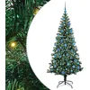 Image de vidaXL Sapin de Noël Artificiel pré-éclairé Vert 180 cm PVC, Arbre de Noël Moderne en Forme de cône, éclairage de Vacances USB, Display LED, déco Festive pour Le Salon et Le Jardin