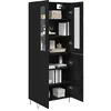 Image de vidaXL Haut Armoire Chêne Blanc et Noir 69,5 x 34 x 180 cm, Rangement Tendance pour Salon, bahut Moderne, Meubles Pratiques avec Porte en Verre, idéal pour s'organiser