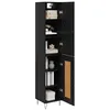Image de vidaXL Haut Armoire Chêne Noir 34,5 x 34 x 90 cm Bois d'ingénierie, Buffet Haut pour Salon, étagère Moderne, Rangement Robuste, Design rectangulaire, Pieds effilés, Finition Brillante, Meuble stylé