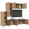 Image de vidaXL Unité Murale de TV 5 pcs Chêne Artisanal Bois d'ingénierie, Salon, Rectangulaire, Design Moderne, Solutions de Rangement, Amélioration de l'espace, Mobilier Pratique pour Un Usage Quotidien