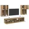 Image de vidaXL Ensemble de meuble TV mural avec éclairage LED avec LED 7 pcs, Salle de séjour, Rectangulaire, Moderne, Rangement, Designs fonctionnels pour des espaces élégants avec confort contemporain et bo