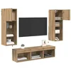 Image de vidaXL Meubles TV muraux 5 pcs Chêne Noir Bois d'ingénierie, Meuble TV Moderne pour Salon, Rangement rectangulaire, Centre média élégant, mobilier divertissant, Cabinet Mural