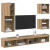 Image de vidaXL Unités murales TV avec LED 5 pcs Chêne Artisanal Bois d'ingénierie, Salon Moderne, unités rectangulaires pour TV, armoires murales, rangements stylés, Meuble Minimaliste, éclairage USB LED