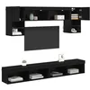 Image de vidaXL Unités murales TV avec LED 6 pcs Chêne Noir Bois d'ingénierie, Salon Moderne, Meuble TV rectangulaire, Console Robuste, Rangement spacieux, Cabinet Mural pour déco