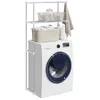 Image de vidaXL Étagère pour machine à laver Blanc 70 x 27 x 136 cm Aluminium, Rangement pratique pour salle de bains, étagère moderne pour lave-linge, organisateurs ajustables, meuble contemporain pour linge