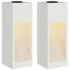 Image de vidaXL Lumière de Chemin LED Solaire 2 pcs Blanc Acier laminé à Froid, Jardin et terrasse, cylindrique, Contemporain, Solaire, Design innovant avec fonctionnalités écolos pour Votre Espace de Vie