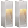 Image de vidaXL Lumière de Chemin LED Solaire 2 pcs Argenté Acier Inoxydable, Lumières solaires Modernes pour Jardin et terrasse, éclairage Durable, capteur de lumière ambiante, lampadaires LED