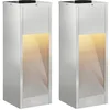 Image de vidaXL Lumière de Chemin LED Solaire 2 pcs Argenté Galvanisé, Lumières solaires Modernes pour Jardin et terrasse, éclairage Durable, capteur de lumière ambiante, lampadaires LED