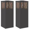 Image de vidaXL Lumière de chemin LED solaire 2 pcs Noir Acier laminé à froid, Jardin et terrasse, Rectangulaire, Moderne, Design durable, Espaces cosy pour se relaxer et profiter du dehors, Utilisation polyva