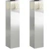 Image de vidaXL Lumière de Chemin LED Solaire 2 pcs Argenté Galvanisé, Lampe de Jardin Solaire Moderne, éclairage rectangulaire pour terrasses et chemins, résistant aux intempéries