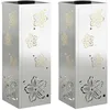Image de vidaXL Lumière de Chemin LED Solaire 2 pcs Argenté Acier Galvanisé, Éclairage de Jardin et terrasse, Lampes solaires Modernes, Illumination éco-Responsable, Style Sympa