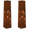 Image de vidaXL Lumière de Chemin LED Solaire 2 pcs Rouillé Acier patiné, Éclairage Moderne de Jardin, Spots solaires pour chemins, lumières extérieures durables, déco paysagère
