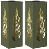 Image de vidaXL Lumière de Chemin LED Solaire 2 pcs Vert Olive, Éclairage Moderne de Jardin, Spots solaires pour chemins, lumières extérieures durables, déco paysagère