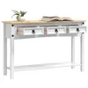 Image de vidaXL Table d'appoint Corona Blanc 114 x 34,5 x 73 cm Pin Massif, Table d'appoint élégante, rectangulaire, Robuste, pour Salon, mobilier Moderne, Rangement Compact, Bois de pin