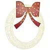 Image de vidaXL Couronne avec des lumières à LED Blanc Chaud 120 cm Acrylique, Salon, Couronne Moderne de Noël, Décoration avec noeud Festif, Ornement LED saisonnier, Guirlande à Afficher