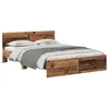 Image de vidaXL Cadre de lit Bois Ancien 135 x 190 cm Bois d'ingénierie, Cadre de lit Moderne, Design rectangulaire, LED avec tête de lit, éclairage Sympa pour Une Chambre stylée