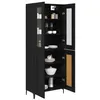 Image de vidaXL Haut Armoire Chêne Noir 69,5 x 34 x 180 cm Bois d'ingénierie, Salle à Manger, Rangement Moderne en Buffet, Highboard rectangulaire, Solution organisée, Meuble Fonctionnel, Unité