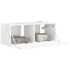Image de vidaXL Meuble TV Mural Blanc Brillant 78,5 x 31 x 29,5 cm, Salon, Meuble TV Moderne, Solution de Rangement Fonctionnelle, étagère Murale, Design Chic