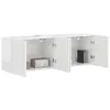 Image de vidaXL Meuble TV Mural 2 pcs Blanc Brillant 59,5 x 31 x 40 cm, Salon Moderne, Meuble TV rectangulaire, Rangement Mural, Cabinet Gain de Place, étagères flottantes