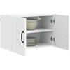 Image de vidaXL Meuble Mural Porto Blanc Brillant 60 x 31 x 40 cm, Armoire de Cuisine en Bois Moderne, Murale, Rangement Compact, Design Pratique, Meuble en Bois Durable