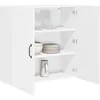 Image de vidaXL Meuble Mural Porto Blanc Brillant 80 x 31 x 80 cm, Armoire de Cuisine en Bois Moderne, Murale, Rangement Compact, Design Pratique, Meuble en Bois Durable