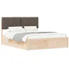 Image de vidaXL Cadre de lit avec tête de lit rembourrée Taupe 150 x 200 cm, Cadre de lit rectangulaire Moderne, Meuble en pin avec tête de lit rembourrée, Design épuré pour Un Sommeil Confortable