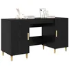 Image de vidaXL Bureau avec Porte Chêne Noir 140 x 50 x 75 cm Bois d'ingénierie, Bureau Moderne pour la Maison, rectangulaire, Style Rustique-Industriel, Solide, Espace de Rangement Ample