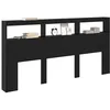 Image de vidaXL Tête de lit Chêne Noir 200 x 17 x 102 cm Bois d'ingénierie, Rangement de Chambre, tête de lit Moderne avec éclairage, Design USB Personnalisable, déco élégante pour Tous