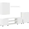 Image de vidaXL Ensemble Meuble TV Montage Mural 4 pcs Blanc Bois d'ingénierie, Salon, unité de Rangement Moderne, Meuble TV, étagères modulaires, mobilier élégant pour Un intérieur Pratique