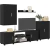 Image de vidaXL Ensemble Meuble TV 4 pcs Chêne Noir Bois d'ingénierie, Salon, unité de Rangement Moderne, Meuble TV, étagères modulaires, mobilier élégant pour Un intérieur Pratique