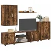 Image de vidaXL Ensemble Meuble TV 4 pcs Chêne Fumé Bois d'ingénierie, Salon, unité de Rangement Moderne, Meuble TV, étagères modulaires, mobilier élégant pour Un intérieur Pratique