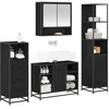 Image de vidaXL Ensemble de mobilier de Salle de Bain 4 pcs Chêne Noir, Ensemble de Meubles de Salle de Bain Moderne, Meuble sous lavabo rectangulaire, étagère Miroir, Rangement spacieux, Design épuré