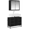Image de vidaXL Ensemble de mobilier de salle de bain 2 pcs Chêne noir, Ensemble de rangement moderne pour salle de bains, design rectangulaire, pratique et élégant, bois aggloméré